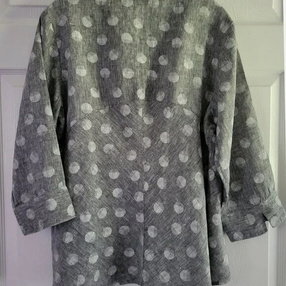 Habitat Grey and White Dotted 100% Linen Shirt Size Large - Picture 2 of 7